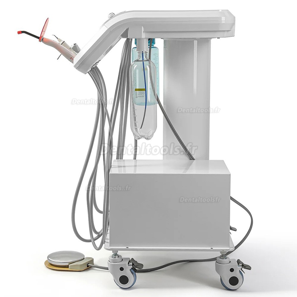 B033 unit dentaire mobile sur chariot avec compresseur d&eacute;tartreur pi&egrave;ce &agrave; main et lampe LED